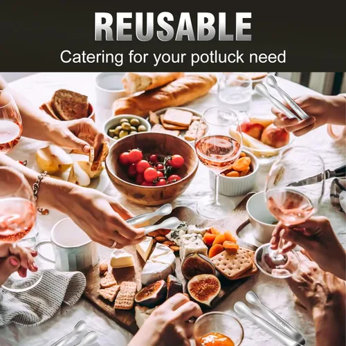 Miniatura 6 de Eddeas Mini pinzas para servir alimentos, juego de 12 pinzas pequeñas para aperitivos, pinzas de cocina pequeñas de metal de acero inoxidable