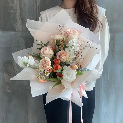 Miniatura 7 de Papel de regalo de algodón coreano, papel de regalo floral no tejido, 10 hojas, suministros para floristería, papel de regalo de ramo de flores