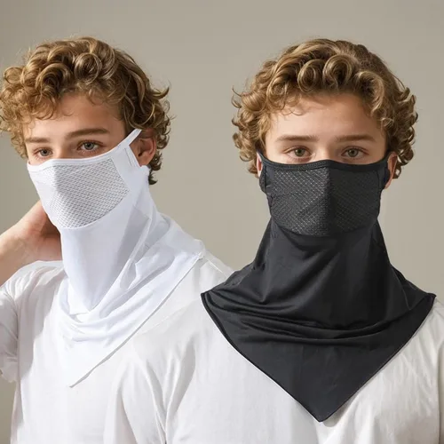 Miniatura 2 de Paquete de 3 mascarillas triangulares para colgar, protección solar de verano, máscara de seda de hielo, polaina para el cuello, bandana