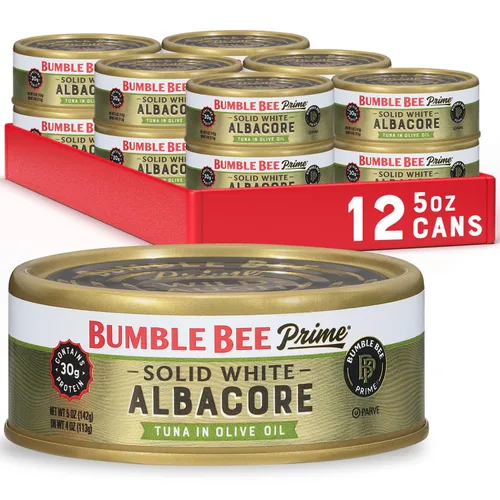 Miniatura 24 de BUMBLE BEE Atún blanco sólido de primera calidad en agua, bajo en sodio, atún enlatado, alimento rico en proteínas, lata de 5 onzas
