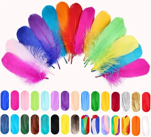 Miniatura 4 de FeelfunFeather 120 piezas de plumas de ganso coloridas naturales a granel de 6-8 pulgadas (15-20 cm). Plumas de ganso Nagoire para manualidades