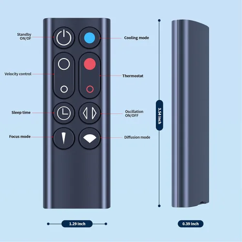 Miniatura 7 de Nuevo mando a distancia de repuesto compatible con Dyson Hot + Cool Tower Fan Heater Cooler AM09 (negro, número de pieza: 966538-04)