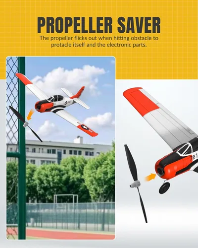 Miniatura 4 de VOLANTEXRC Avión RC para principiantes, Avión RC WWII de 4 canales T28 Trojan con ailerón, Avión de control remoto de 2.4Ghz con sistema