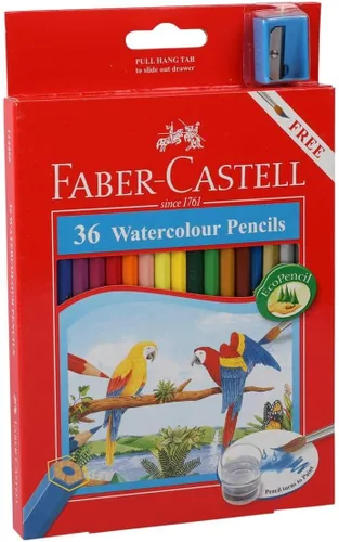 Miniatura 3 de Faber Castell - Lápices de acuarela con sacapuntas y pincel, juego de 48 lápices de acuarela