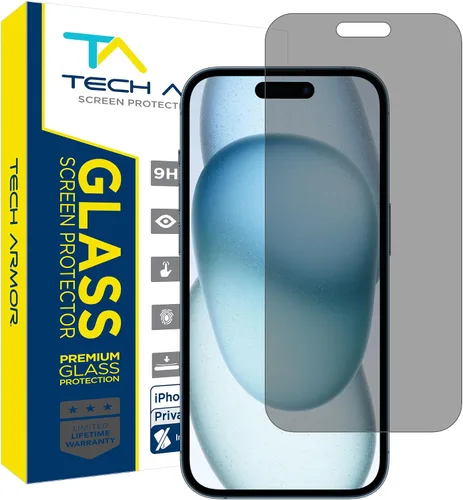 Miniatura 9 de Tech Armor Paquete de 1 protector de pantalla de vidrio balístico de privacidad compatible con Apple iPhone 14 Pro Max 5G de 6.7 pulgadas de vidrio