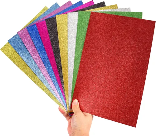 Miniatura 8 de 10 hojas de cartulina con purpurina Mluchee para decoraciones de Año Nuevo, Acción de Gracias, Navidad y otoño, papel autoadhesivo en la parte