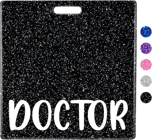 Plifal Insignia de médico Buddy Tarjetero Enfermería Accesorios Glitter Negro Horizontal Identificación Nombre Identificación Etiquetas Trabajo de