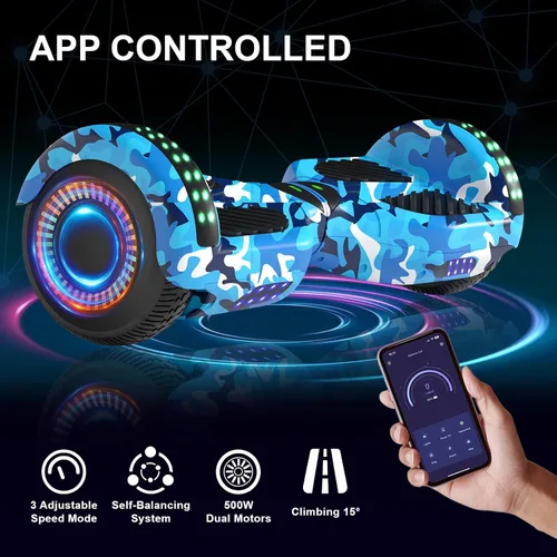 Miniatura 4 de Kids Scooter with Bluetooth Speaker & Corlorful LED Lights, Dual 250W Motor 7.5 Mph Speed, Gifts for All Ages Blanco