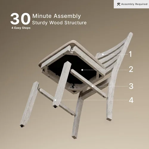 Miniatura 7 de Signature Design by Ashley Skempton - Silla de comedor moderna de granja, 2 unidades, diseño de respaldo de escalera, madera, 17.75 pulgadas