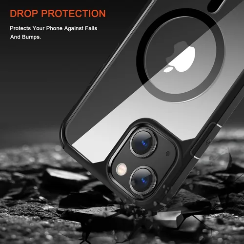 Miniatura 3 de TENDLIN Funda magnética compatible con iPhone 13 mini [compatible con MagSafe] funda protectora suave transparente con parte trasera dura (negro)