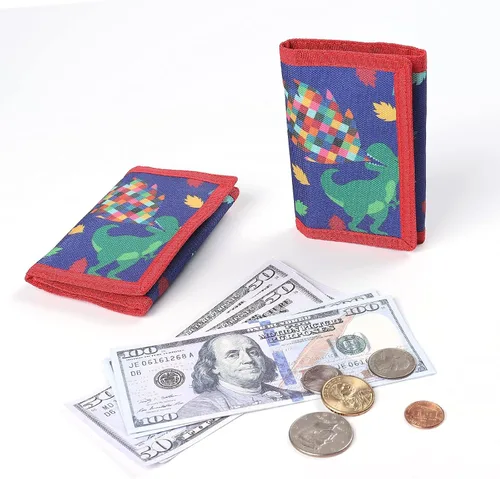 Miniatura 2 de SITADI Billetera para niños, pequeña cartera para niños con bolsillo con cremallera, bonita caricatura, triple pliegue, lona, regalos de Navidad