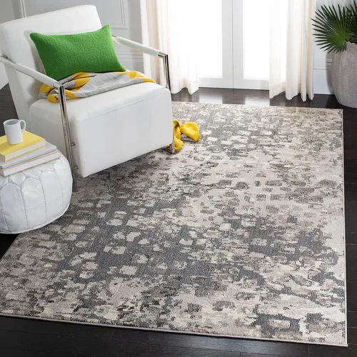 Miniatura 28 de SAFAVIEH MAD425H Madison Collection Alfombra decorativa cuadrada de 3', gris/naranja, diseño abstracto bohemio desgastado, no desprende pelusa