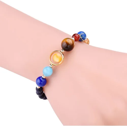 Miniatura 10 de Pulsera de cuentas de piedra para mujer, diseño de galaxia del universo de 8 planetas o 9 planetas en el sistema solar, pulseras de estrella