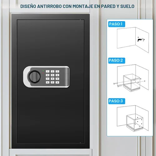 Miniatura 8 de Caja fuerte de acero de 27.56 pulgadas de alto, 6.0 pies cúbicos, cajas fuertes para el hogar con bolsa ignífuga e impermeable, cajas fuertes