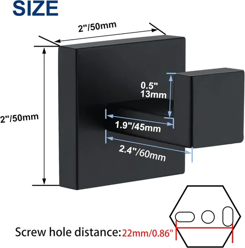 Miniatura 6 de Ganchos para toallas para baños, gancho negro mate para toallas de cocina y baño, gancho de acero inoxidable SUS304, ganchos resistentes para colgar