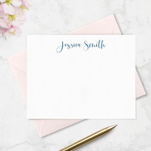 Miniatura 4 de Juego de tarjetas y sobres personalizados con nombre en fuente script para mujeres, elija colores de tinta y sobre Fairmont & Grove Paper Co.