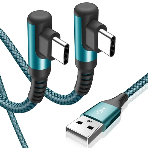 Miniatura 15 de sweguard Cable de carga USB tipo C en ángulo recto [2 unidades, 20 pies] 3.1A cable trenzado de nailon para iPhone 17, 16, 15 Pro Max Plus, iPhone