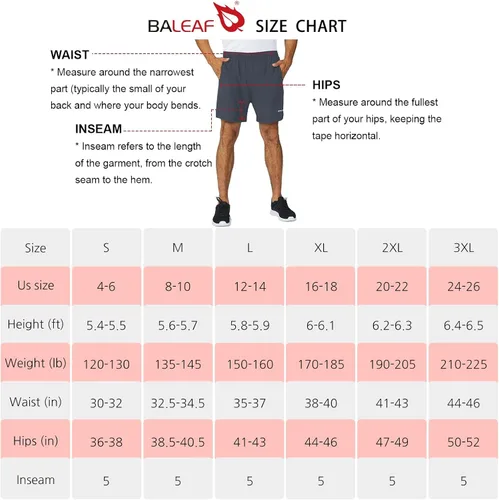 Miniatura 6 de BALEAF Mens 5 Running Athletic Shorts Workout Lightweight Zipper Pocket