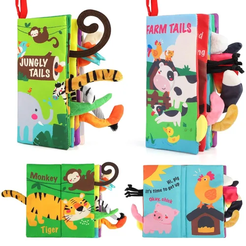 Miniatura 9 de beiens - Libros de tela para bebés, libro táctil y crujiente para bebés de 0-3-6-12-18 meses, juguetes blandos interactivos para cochecitos