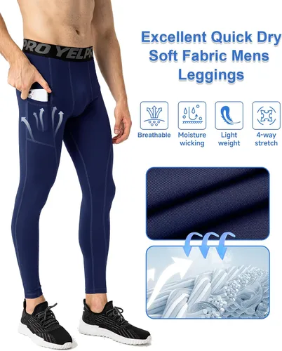 Miniatura 46 de SPVISE Pantalones de compresión para hombre, leggings para deportes, gimnasio, mallas atléticas frescas y secas, capa base para correr, fútbol
