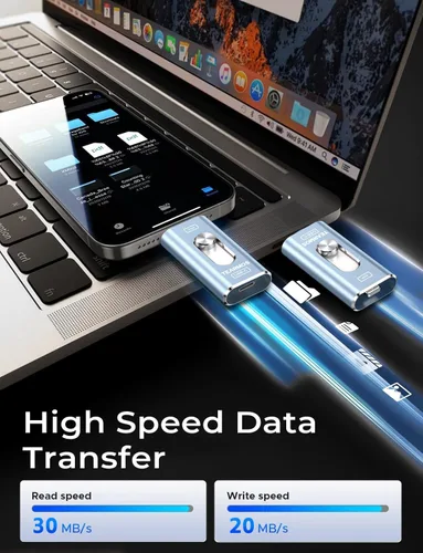 Miniatura 3 de Memoria Stick de 512 GB para iPhone Flash Drive, almacenamiento de teléfono para fotos y videos, copia de seguridad de archivos, compatible con Azul