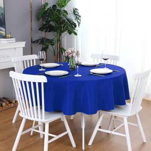 Miniatura 22 de FOLINS&HOME Mantel redondo de 48 pulgadas de poliéster impermeable, resistente a arrugas, lavable y apto para derrames, de color crema, para mesa