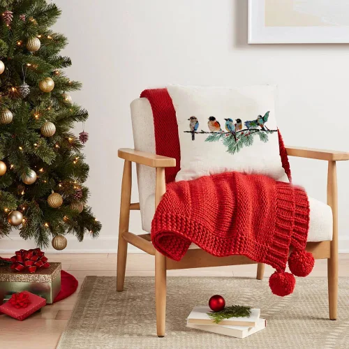 Miniatura 3 de RABUSOFA Fundas de Almohada Navideñas 18x18 Pulgadas Pájaros Decoraciones Navideñas Invierno Fundas de Cojín Decorativo Navidad Pájaros Decoración