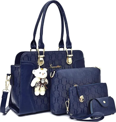 Miniatura 99 de Bolsos de mano de moda para mujer, bolsa de hombro, asa superior, bolsa de mano, juego de 4 piezas