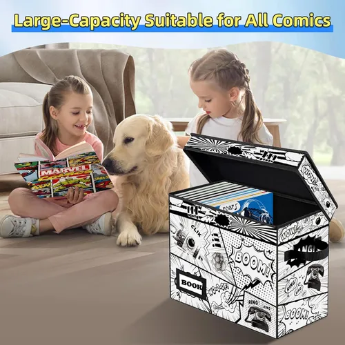 Miniatura 2 de Cajas de almacenamiento de cómics de la colección YNSZAS, organizador protector 15.8" X 7.8" X 11.8" Caja corta plegable con capacidad para 160-180