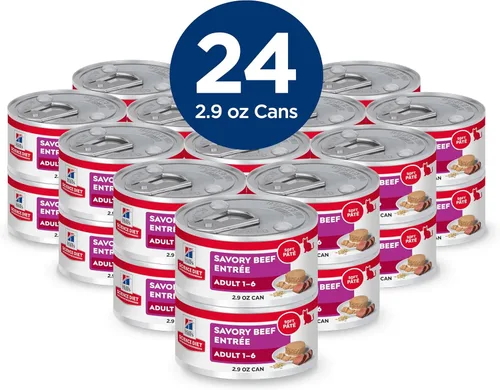 Miniatura 3 de Hill's Science Diet Adulto 1-6, Nutrición Premium para Adultos 1-6, Comida Húmeda para Gatos, Carne de Res Picada, Lata de 2.9 oz, Caja de 24