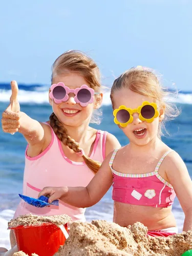 Miniatura 5 de Weewooday 6 pares de gafas de sol redondas para niños lentes de sol de flores coloridas lentes de sol para fiesta accesorios para niños y niñas