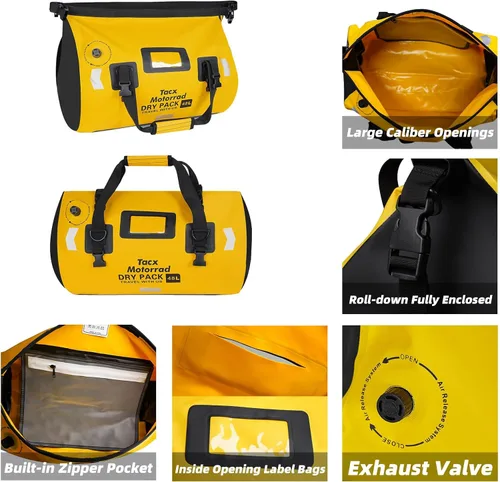 Miniatura 5 de Bolsa de lona impermeable para hombres y mujeres, mochila seca enrollable con correas de fijación rápida, bolsa de sillín de motocicleta