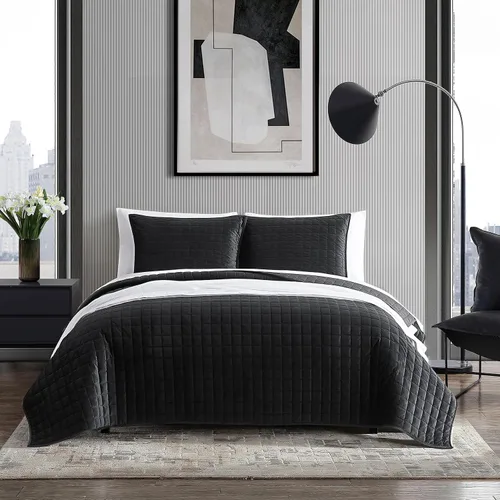 Miniatura 18 de Vera Wang - Juego de edredón tamaño Queen, juego de ropa de cama súper suave con fundas a juego, elementos esenciales modernos para la habitación