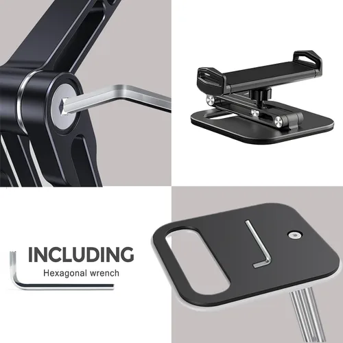 Miniatura 5 de Soporte ajustable para tablet de 360° para escritorio, soporte de brazo de tableta de aleación de aluminio compatible con iPad Pro/Air/Mini, Kindle