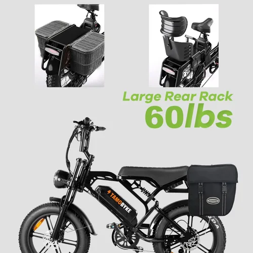 Miniatura 7 de Tamobyke Bicicleta eléctrica estilo ciclomotor de 750 W/1500 W para adultos, 28 mph/30 mph/33 mph y rango PAS de 34 a 80 millas, batería más grande