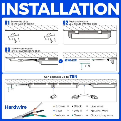 Miniatura 9 de Barrina Luces LED para tienda de 2 pies, 20 W, 3000 lúmenes, 5000 K, lámpara LED T8, cubierta transparente, luz de techo y tienda de servicios