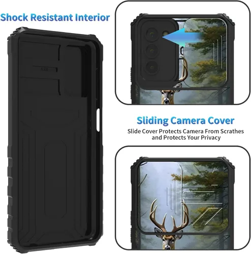 Miniatura 876 de Funda para Samsung Galaxy S22 Ultra 5G, Galaxy S22 Ultra con cubierta de cámara deslizante, funda resistente de doble capa con función atril Black