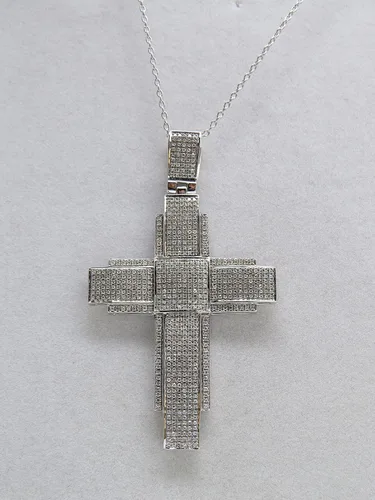 Miniatura 4 de Dazzlingrock Collection Colgante de cruz religiosa Hip Hop con diamante blanco redondo de 1.00 quilates (ctw) para hombre, plata de ley, Diamante