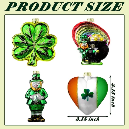 Miniatura 2 de 4 adornos de cristal del día de San Patricio, maceta de duende de trébol irlandés de oro, decoración de árbol de trébol de la suerte para el hogar