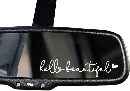 Miniatura 13 de 2 calcomanías de vinilo con el texto “Hello Gorgeous” para espejo retrovisor, amor propio, cuidado personal, para la ventana del auto y laptop
