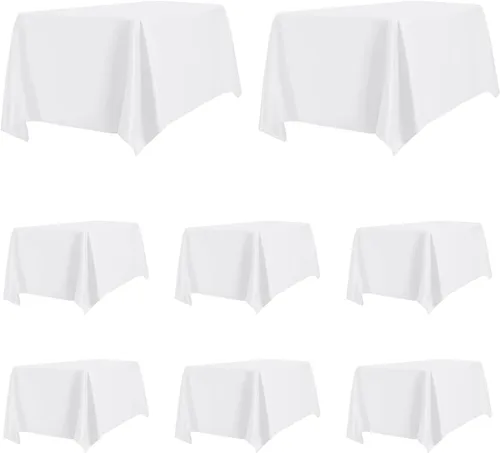 Miniatura 20 de PureFit - Juego de 6 manteles rectangulares negros de 60 x 102 pulgadas para mesas de 6 pies, manteles de lino resistentes a manchas y arrugas
