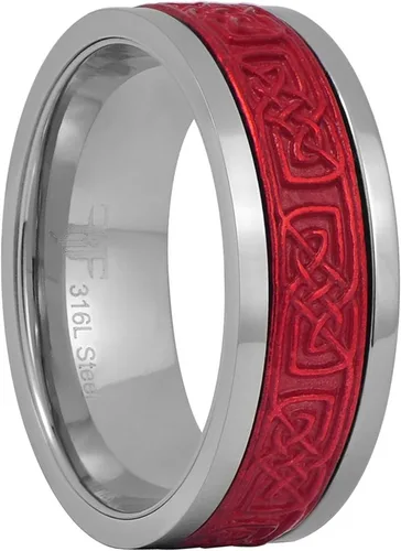 Fantasy Forge Jewelry Anillo giratorio celta rojo para hombre y mujer de acero inoxidable vikingo nórdico antiansiedad tallas 5-17 Metal no precioso