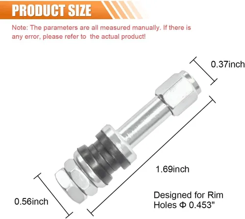Miniatura 2 de 5 piezas TR43E/VS43 - Vástagos de válvula de neumático sin cámara de metal, montaje de vástago de válvula de aleación de aluminio para orificio