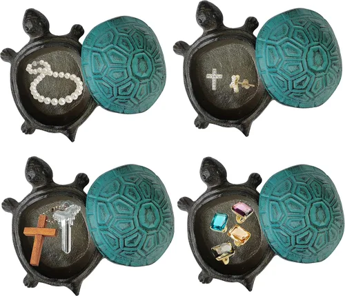 Miniatura 4 de BSTGIFTS - Ocultador de llaves de hierro fundido con forma de tortuga - Juego de llaves de repuesto y decoración de jardín - Caja de baratijas