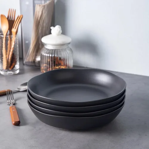 Miniatura 5 de AmorArc 9.75'' de cerámica cuencos grandes para pasta, juego de 4 cuencos planos de gres de 38 onzas para servir, cuencos aptos para horno