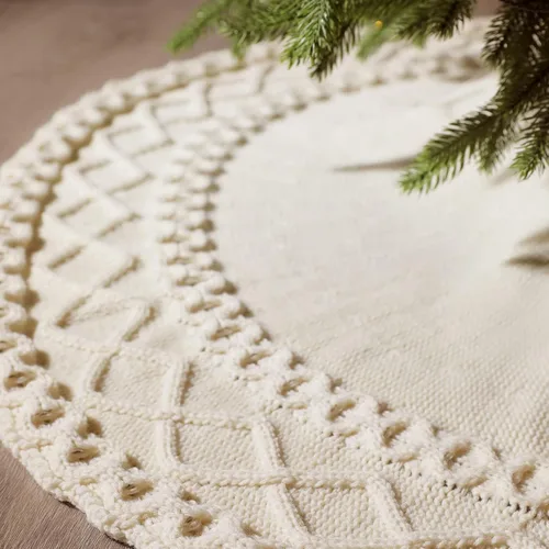 Miniatura 10 de NIBESSER Falda blanca para árbol de Navidad, falda de árbol de piel sintética de 48 pulgadas, alfombra de árbol de lentejuelas con plumas doradas