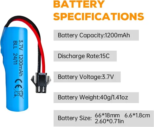 Miniatura 2 de Batería de litio de 3.7 V 1200 mAh para DE45 DE42 DE58 DE49 DE57 DE70 coche de control remoto 1:14 vehículo todoterreno tracción en las cuatro