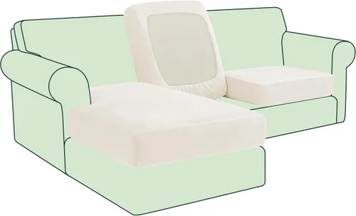 Miniatura 89 de CHUN YI - Funda elástica de cojín para sofá biplaza, funda de asiento de sofá con tela jacquard de elastano (mediana, color marfil blanco)