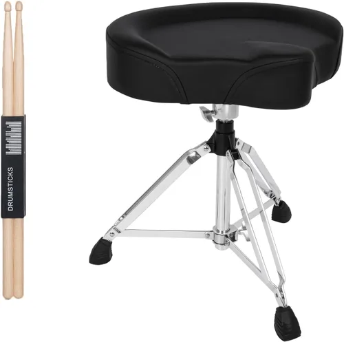 Miniatura 8 de STRICH Drum Throne, taburete de tambor acolchado ajustable en altura, silla giratoria de tambor resistente, taburete acolchado de doble soporte