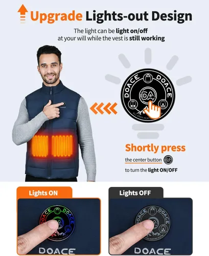Miniatura 3 de DOACE Chaleco térmico para mujeres y hombres, chaleco eléctrico inteligente recargable, batería no incluida